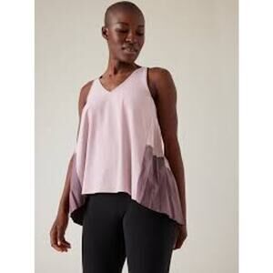 Athleta Swing Forward Pleated Tank Top Small Pink Colorblock Sleeveless